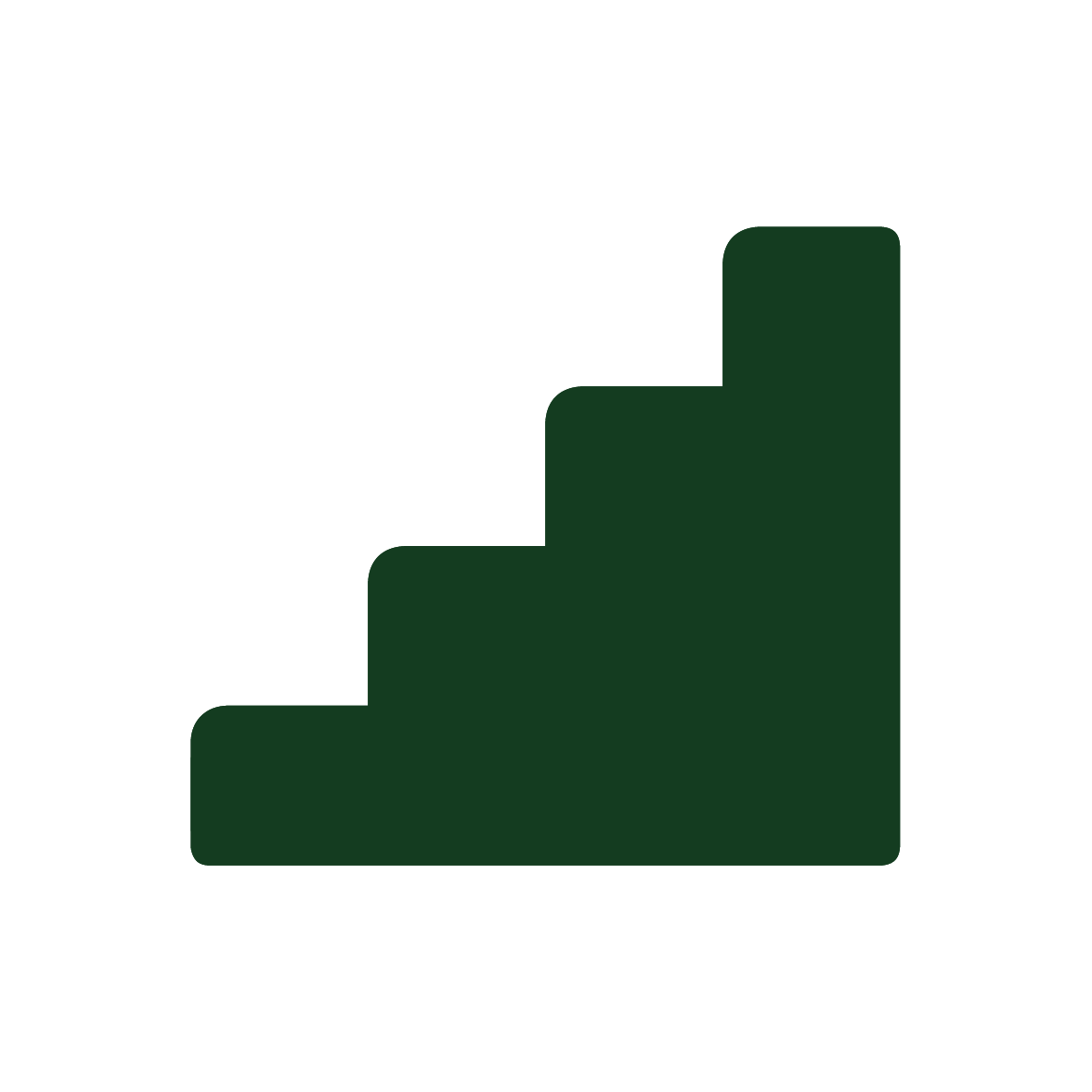 Icon einer Treppe oder eines Aufgangs mit drei Stufen.