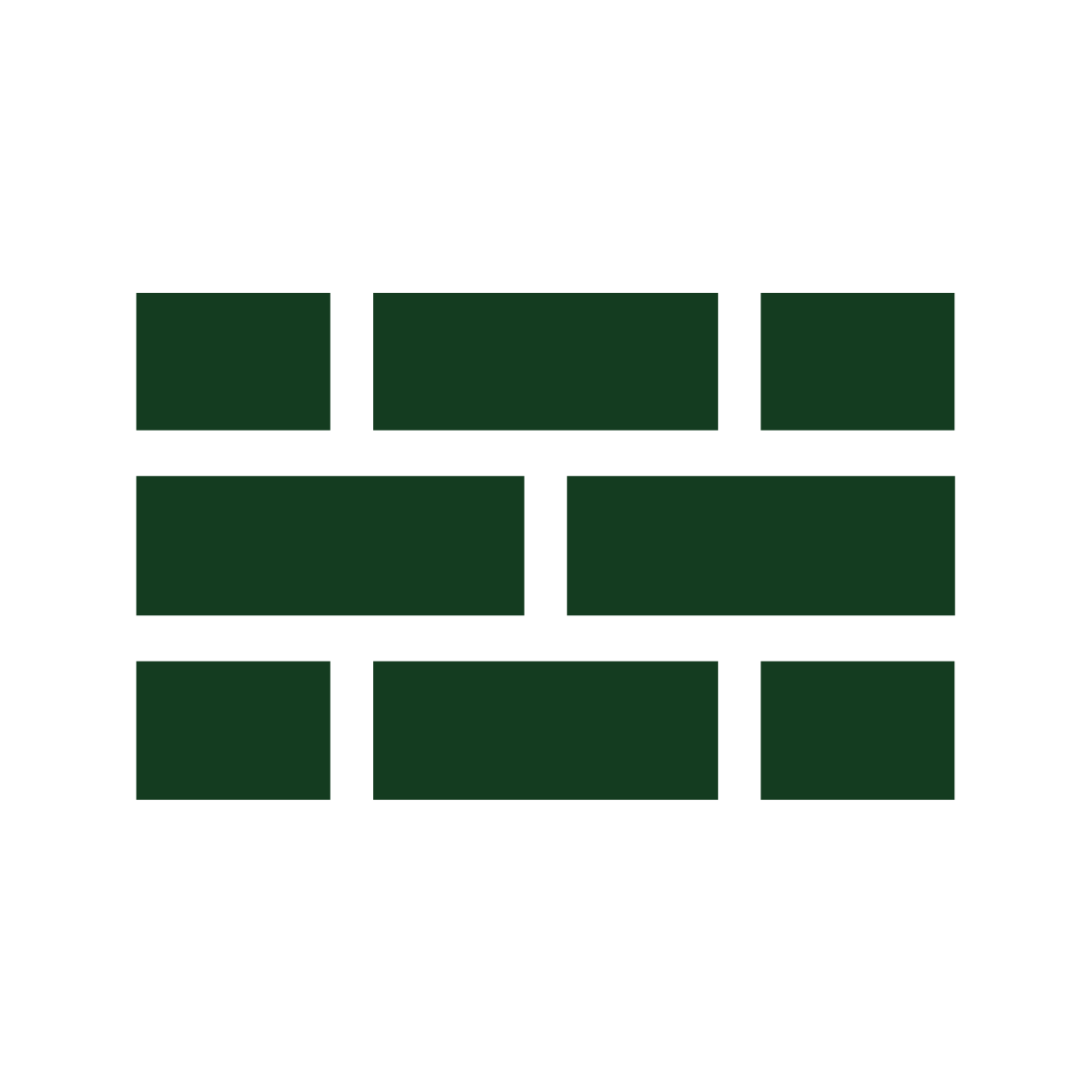 Icon einer gemauerten Wand oder eines Ziegelsteinbaus.